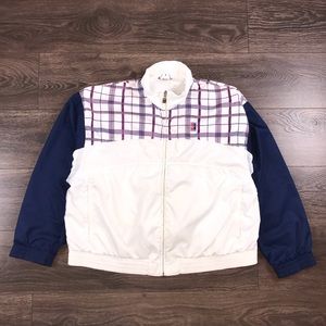 Nike Court Run Division Womens Vintage Plaid Full Zip White Sports Tennis Jacket